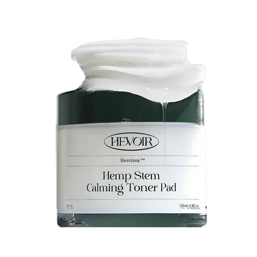 HEVOIR Hemp Stem Calming Toner Pad - 90 pads infused with 130ml of soothing hemp stem extract.