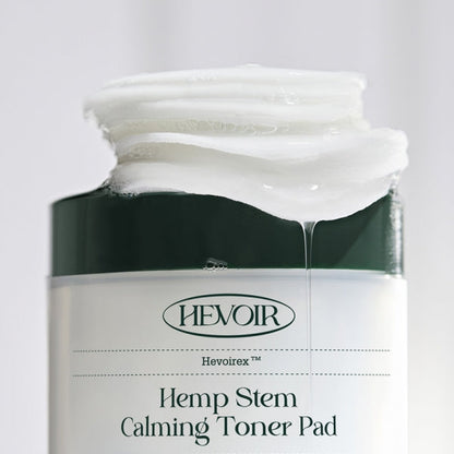 Soothing HEVOIR Hemp Stem Calming Toner Pad - 90 pads with 130ml of hemp stem extract.