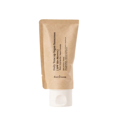Herbloom Daily Tone up Vegan Sunscreen 50ml bottle with green label and white cap.