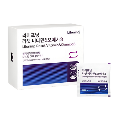 INCELLDERM Lifening Reset Vitamin & Omega 3 54g- product packaging with essential vitamins and omega 3.