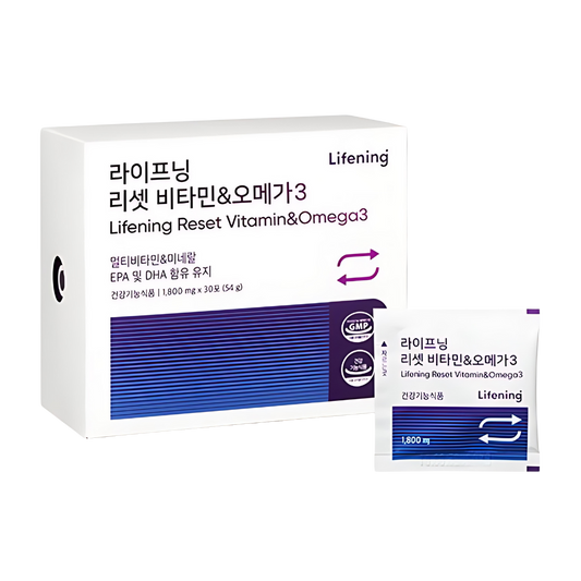 INCELLDERM Lifening Reset Vitamin & Omega 3 54g- product packaging with essential vitamins and omega 3.