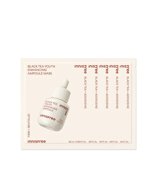 (Matthew검수) Innisfree Black Tea Youth Enhancing Ampoule Mask 28ml 5ea/10ea - KLO