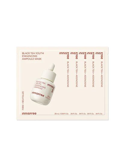 (Matthew검수) Innisfree Black Tea Youth Enhancing Ampoule Mask 28ml 5ea/10ea - KLO