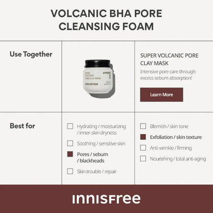 Innisfree Volcanic BHA Pore Cleansing Foam 150g/250g