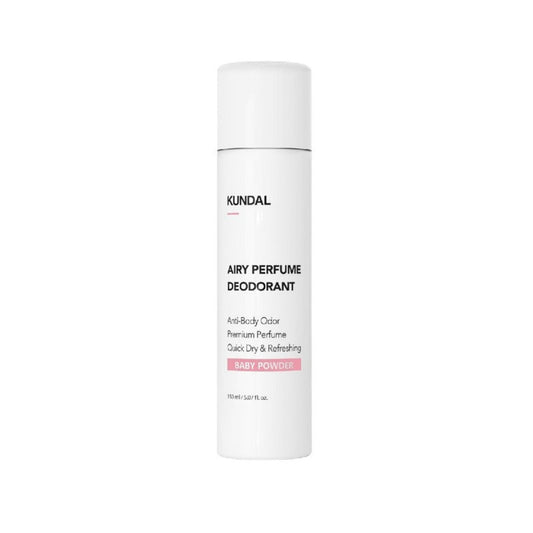 The KUNDAL Airy Perfume Deodorant in Baby Powder variant offers a fresh and delicate fragrance combined with effective deodorant properties