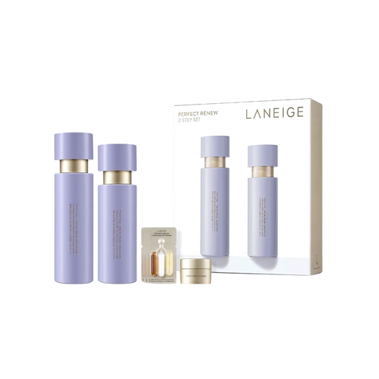LANEIGE Perfect Renew 3X Set of 2: Two skincare products designed to rejuvenate and hydrate the skin effectively.