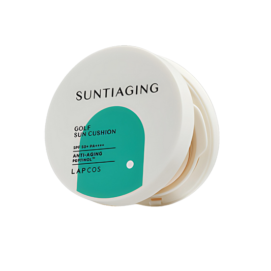 A 17g LAPCOS Suntiaging Golf Sun Cushion with SPF50+ PA++++ for sun protection during outdoor activities.