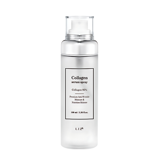 LIZK Collagen Serum Spray 100ml bottle designed for skin hydration and rejuvenation, enhancing elasticity and glow.