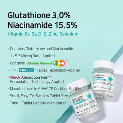 (Mhark) APLB Glutathione Niacinamide Beauty Tablet 15g - KLO