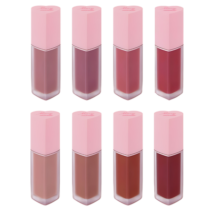 A 5g Merry Monde Cherry Heart Mega Tint, delivering a bold cherry tint for a captivating and stylish lip finish.