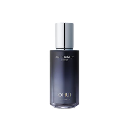 50ml O HUI Age Recovery Essence in a luxurious bottle with gold accents, displayed on a white surface.