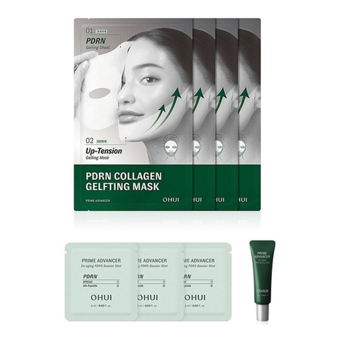 OHUI Prime Advancer PDRN Collagen Gelfting Mask 4 Sheets Special Set