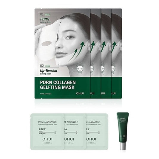 OHUI Prime Advancer PDRN Collagen Gelfting Mask 4 Sheets Special Set