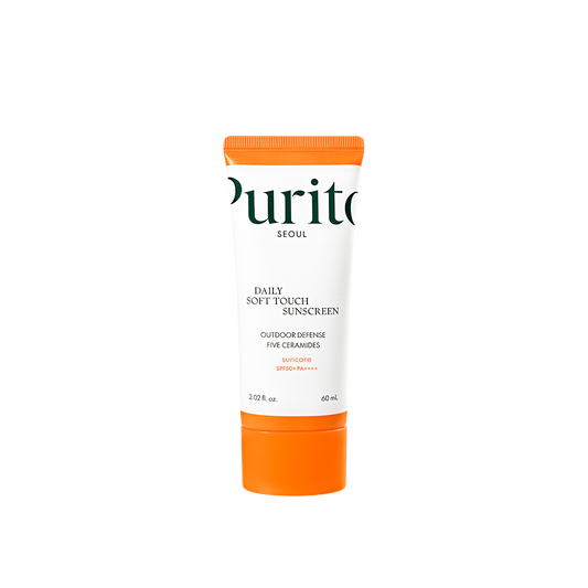 PURITO Daily Soft Touch Sunscreen 60ml SPF50+ PA++++ is a gentle, high-protection sunscreen designed for daily use.