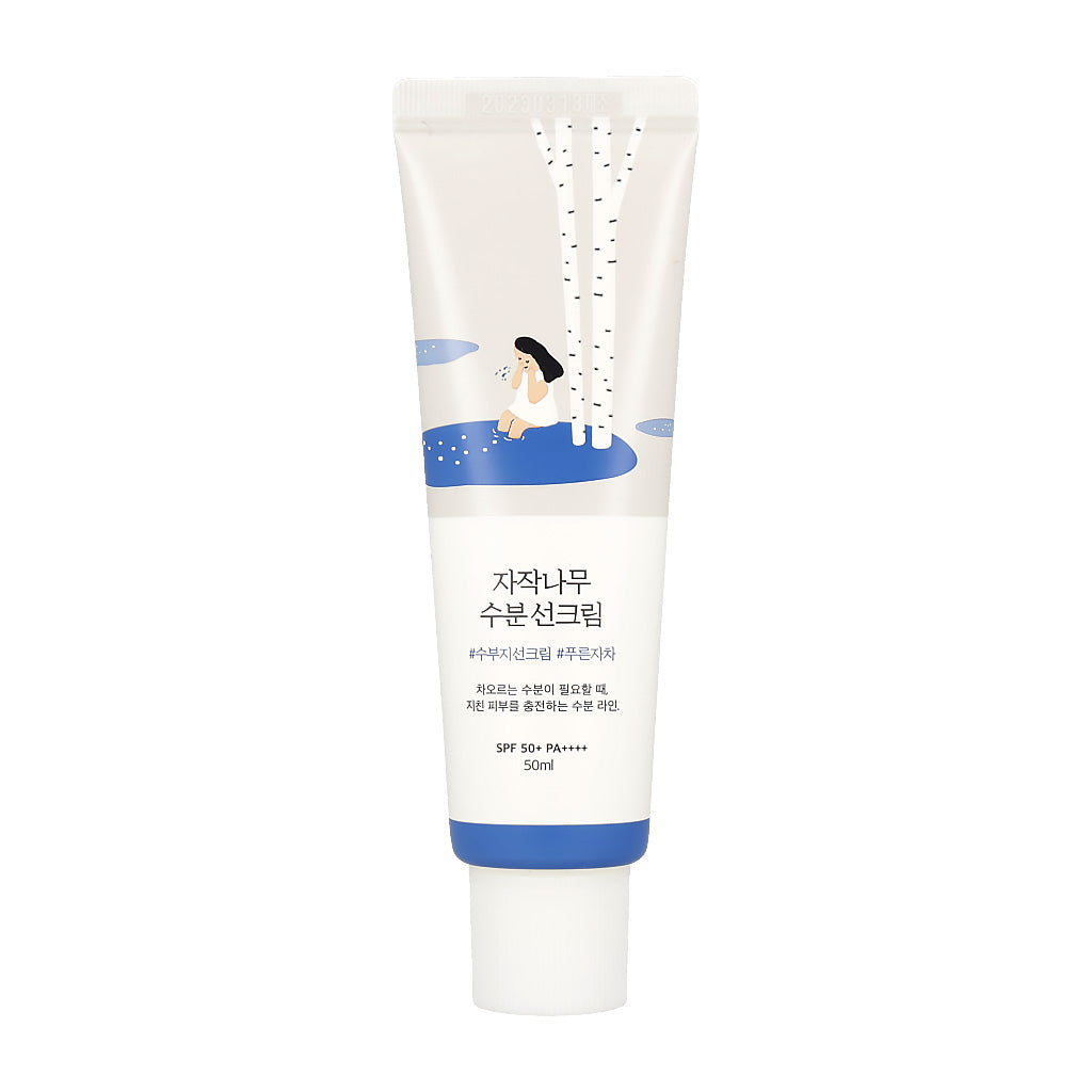 50ml bottle of ROUND LAB Birch Juice Moisturizing Sunscreen SPF50+ PA++++.