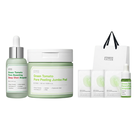 SUNGBOON EDITOR [GIFT SET] Green Tomato Deep Shot Ampoule + Pads + Ampoule (10ml) + 3 Pore Mask Packs