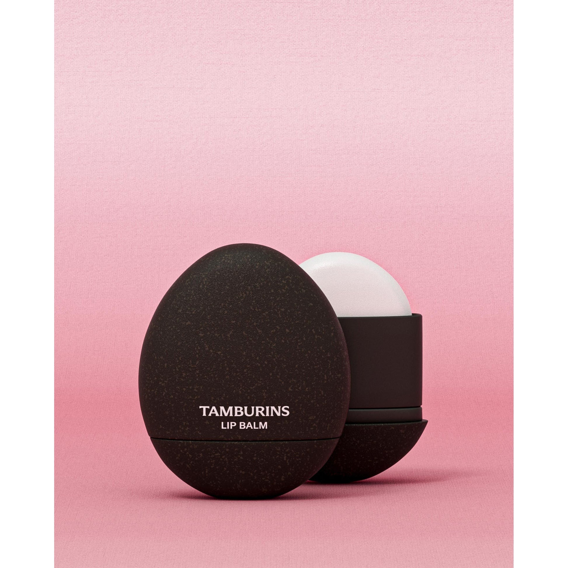 TAMBURINS Egg Lip Balm in brown packaging