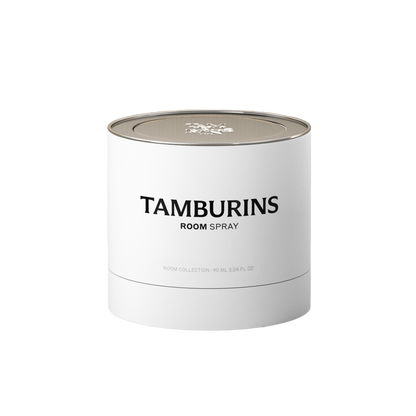 Elegant TAMBURINS eau de parfum bottle with 'TAMBURINS Room Spray 90ml' on label.