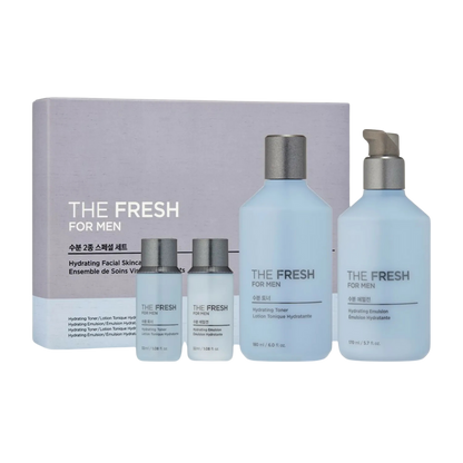 THE FACE SHOP The Fresh For Men Hydrating Facial Skincare Set (Toner 180ml+Emulsion 170ml+Toner 32ml+Emulsion 32ml)