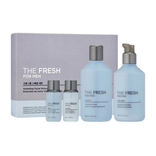 THE FACE SHOP The Fresh For Men Hydrating Facial Skincare Set (Toner 180ml+Emulsion 170ml+Toner 32ml+Emulsion 32ml)