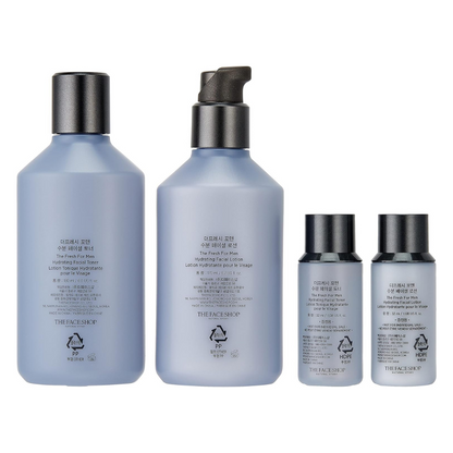 THE FACE SHOP The Fresh For Men Hydrating Facial Skincare Set (Toner 180ml+Emulsion 170ml+Toner 32ml+Emulsion 32ml)