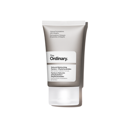 A 30ml bottle of The Ordinary Natural Moisturizing Factors + PhytoCeramides, designed for deep hydration and skin barrier support.