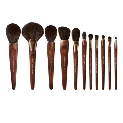 A set of 11 vegan artist brushes, perfect for school or professional use.