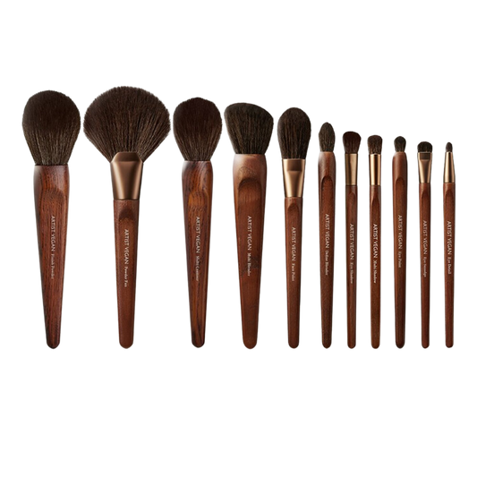 A set of 11 vegan artist brushes, perfect for school or professional use.