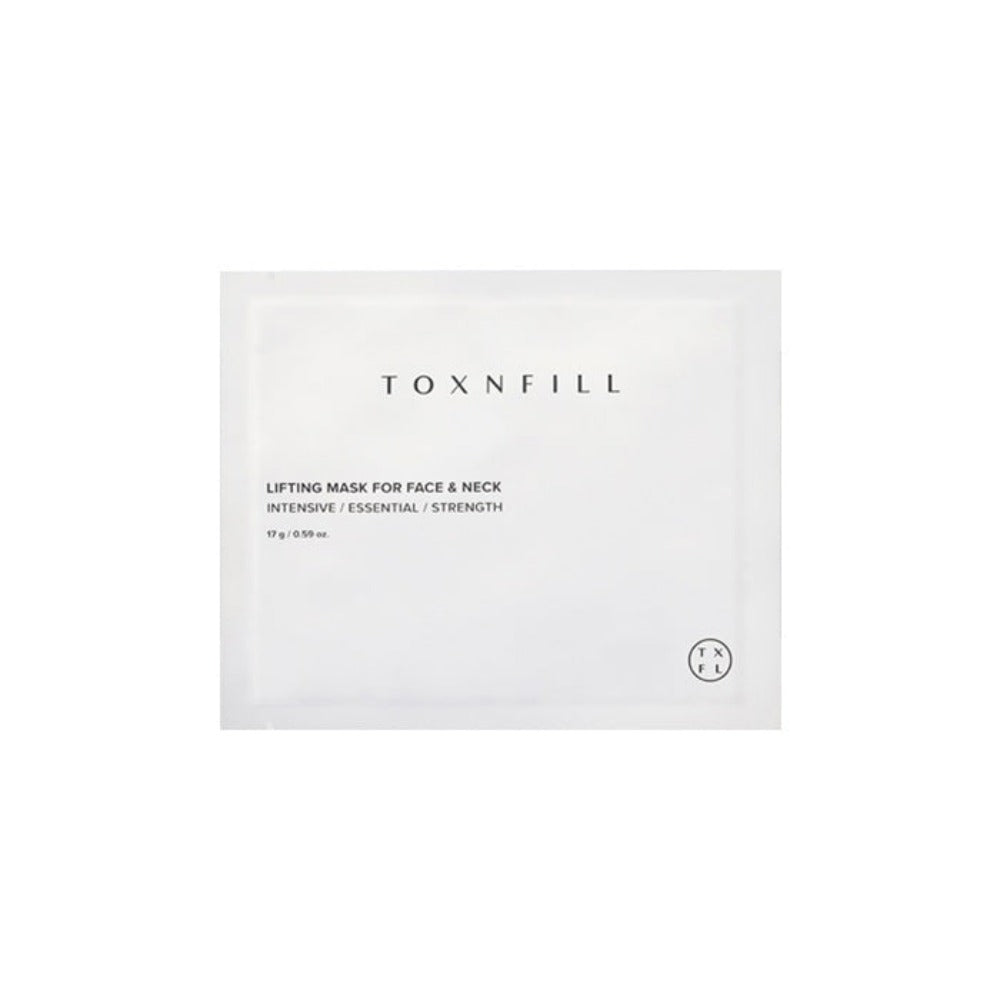 The Toxnfill Lifting Mask For Face & Neck 17g is a specialized mask designed to provide lifting and firming benefits for both the face and neck