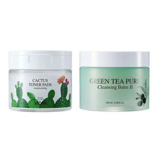 YADAH Cactus Toner Pads 60ea + Cleansing Balm 100ml Set