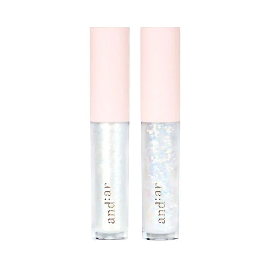 The and:ar Real Glitter Liquid (3.1g) is a dazzling liquid glitter that adds a radiant sparkle to any makeup look.