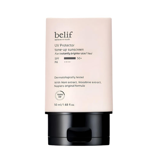 The belif UV Protector Tone-Up Sunscreen (50ml) is a versatile sunscreen that not only offers powerful sun protection but also enhances your complexion with a natural tone-up effect. 