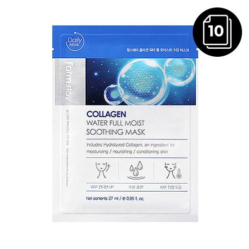 [FARMSTAY] Collagen Water Full Moist Soothing Mask 27ml* 10ea - KLO