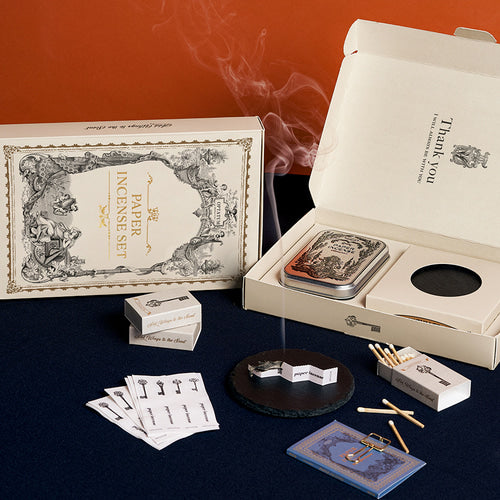 OPTATUM Paper Incense Gift Set (Tray + Tin Case + Tongs + Character Matches)
