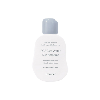Vegan EGF Cica Water Sun Ampoule SPF50+ PA++++ 56ml bottle with a white label.