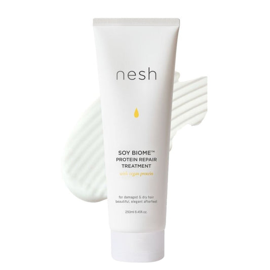 Revitalize and strengthen your hair with the nesh Soy Biome Protein Repair Treatment. 