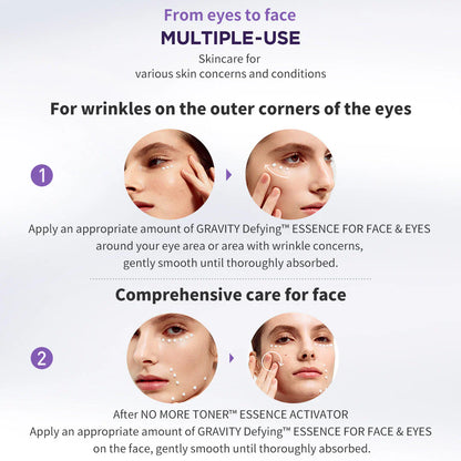 Mulitple use of 30ml Onoma Essence: Defies gravity for face and eyes.