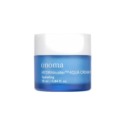 onoma's Hydra Buster Aqua Cream in Gel, available in 25ml and 50ml sizes.