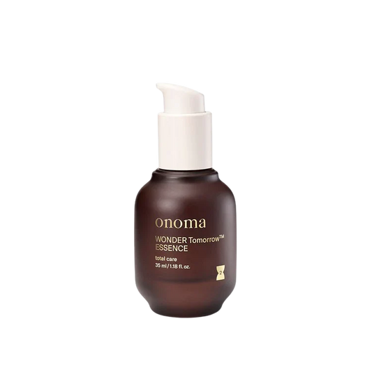 Onoma WONDER Tomorrow™ Essence 35ml bottle with sleek design and vibrant colors, promising a bright and youthful skin transformation