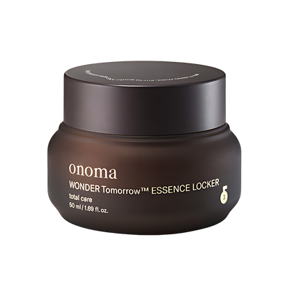 50ml Onoma Wonder Tomorrow Essence Locker bottle with luxurious gold details.