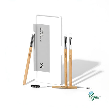 This set includes four high-quality brushes tailored for blending, shading, and defining, featuring soft bristles for smooth application.